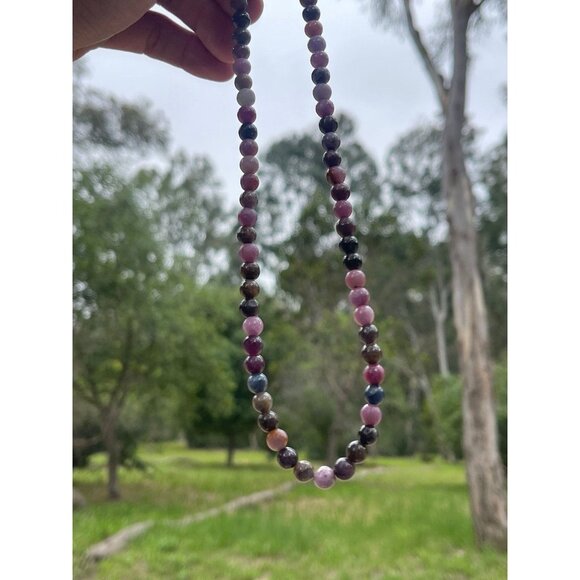 Ruby & Sapphire Bead Necklace - Sterling Silver Clasp - Picture 4 of 5